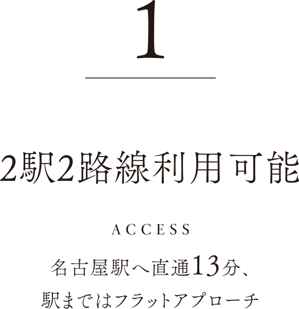 (1) 2駅2路線利用可能 ACCESS 名古屋駅へ直通13分、駅まではフラットアプローチ